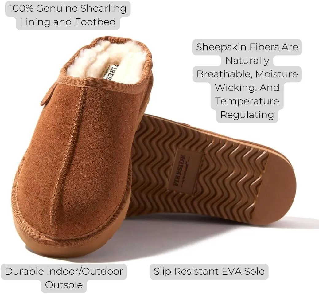Fireside by Dearfoams Women's Greta Genuine Shearling Indoor Outdoor Clog