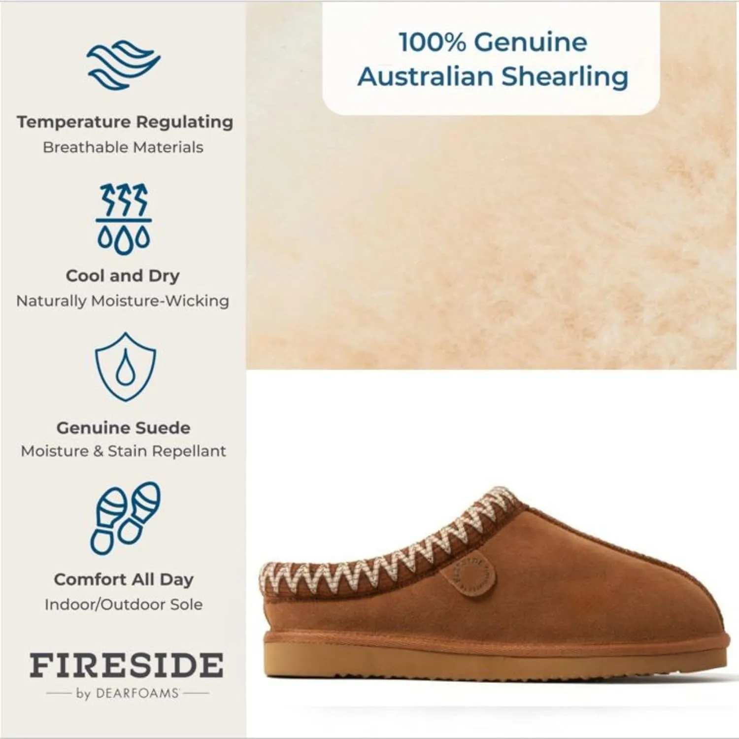 Fireside by Dearfoams Women's Greta Genuine Shearling Indoor Outdoor Clog