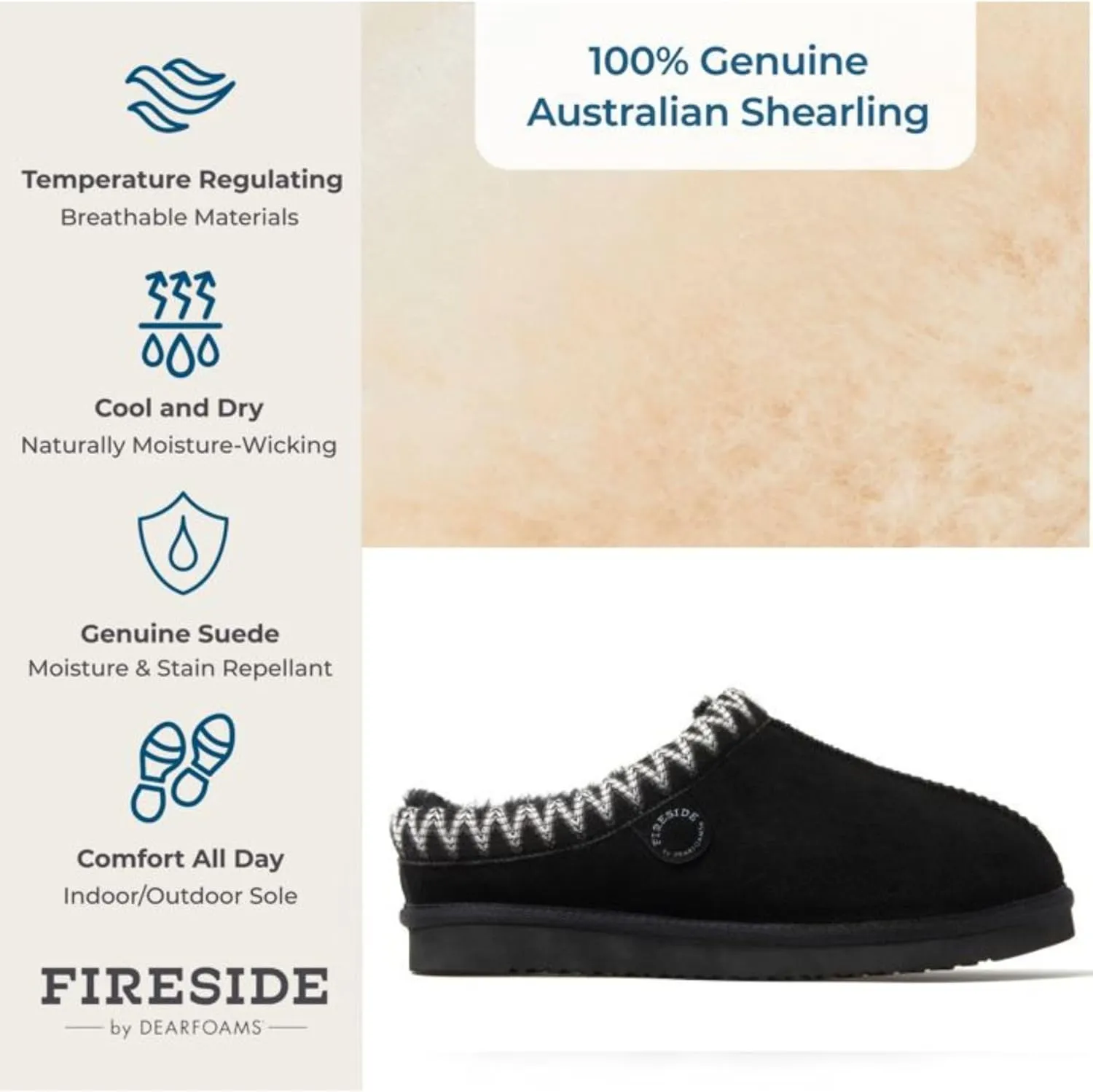 Fireside by Dearfoams Women's Greta Genuine Shearling Indoor Outdoor Clog