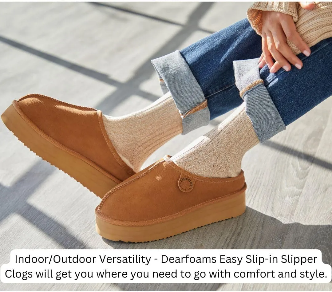 Fireside by Dearfoams Women's Greta Shearling Indoor Outdoor Clog Slipper