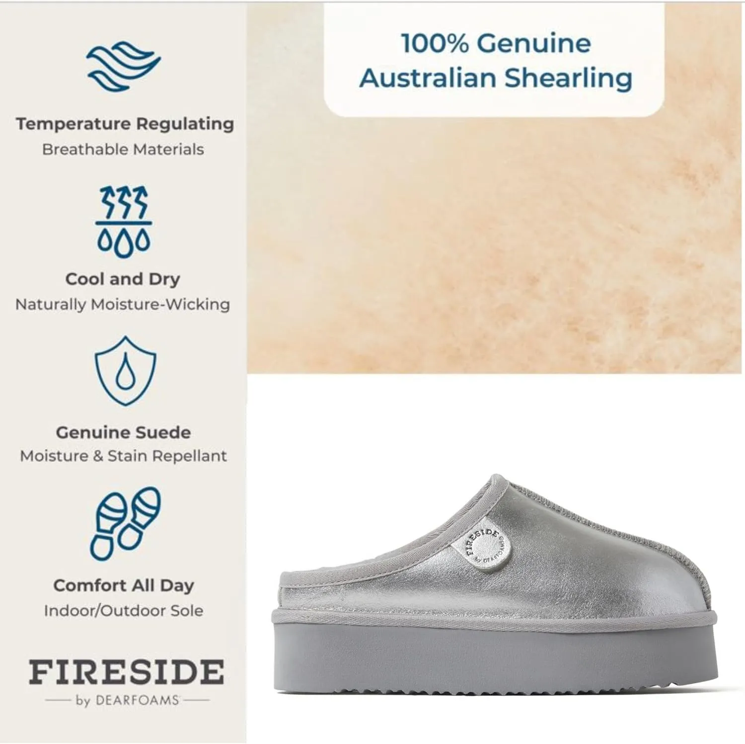 Fireside by Dearfoams Women's Greta Shearling Indoor Outdoor Clog Slipper