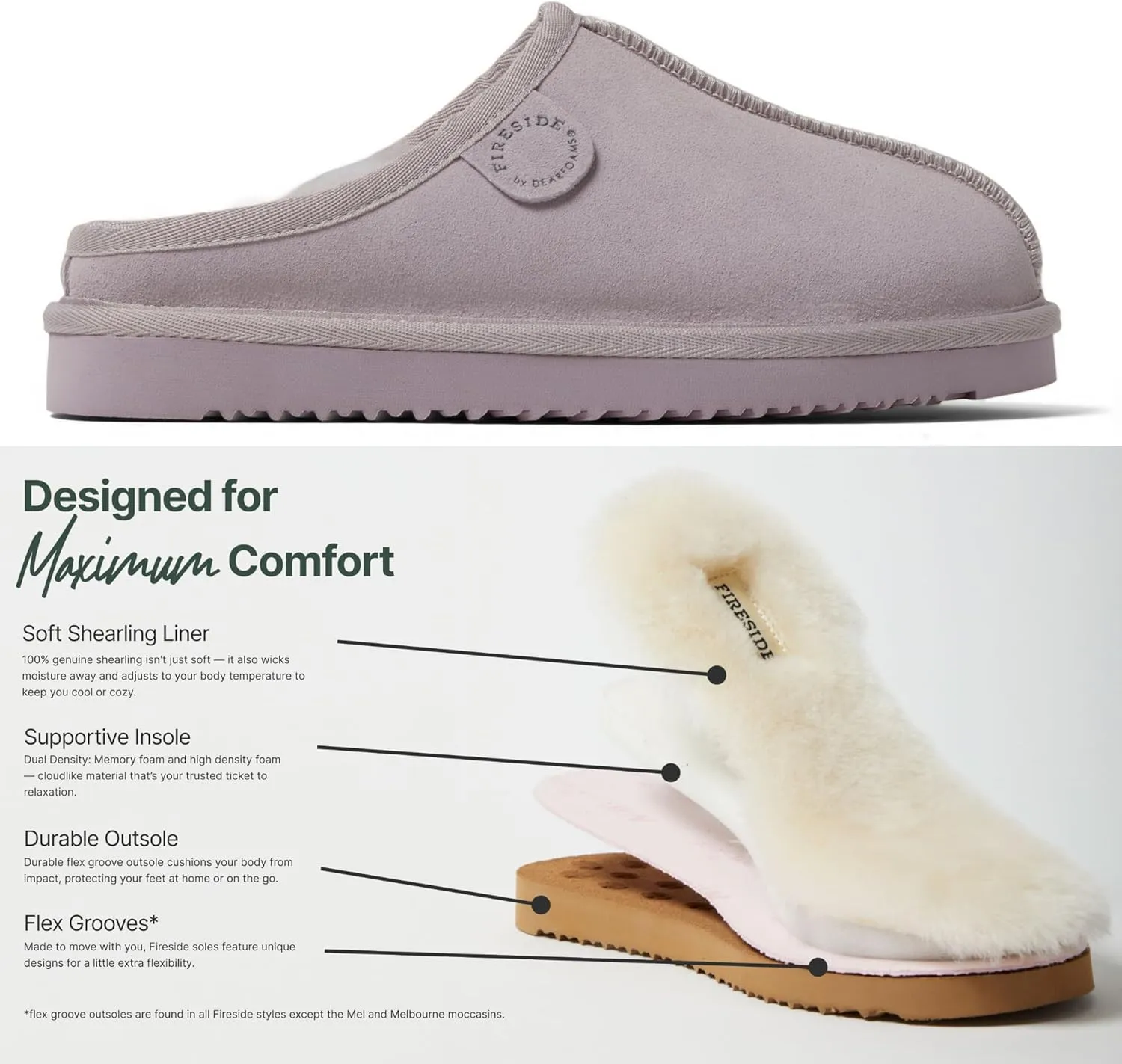 Fireside by Dearfoams Women's Greta Shearling Indoor Outdoor Clog Slipper