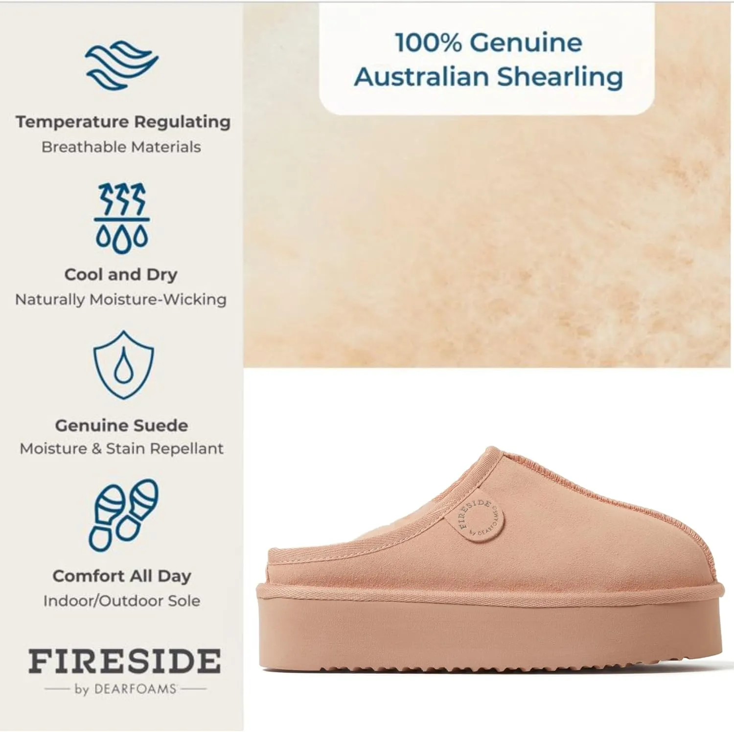 Fireside by Dearfoams Women's Greta Shearling Indoor Outdoor Clog Slipper