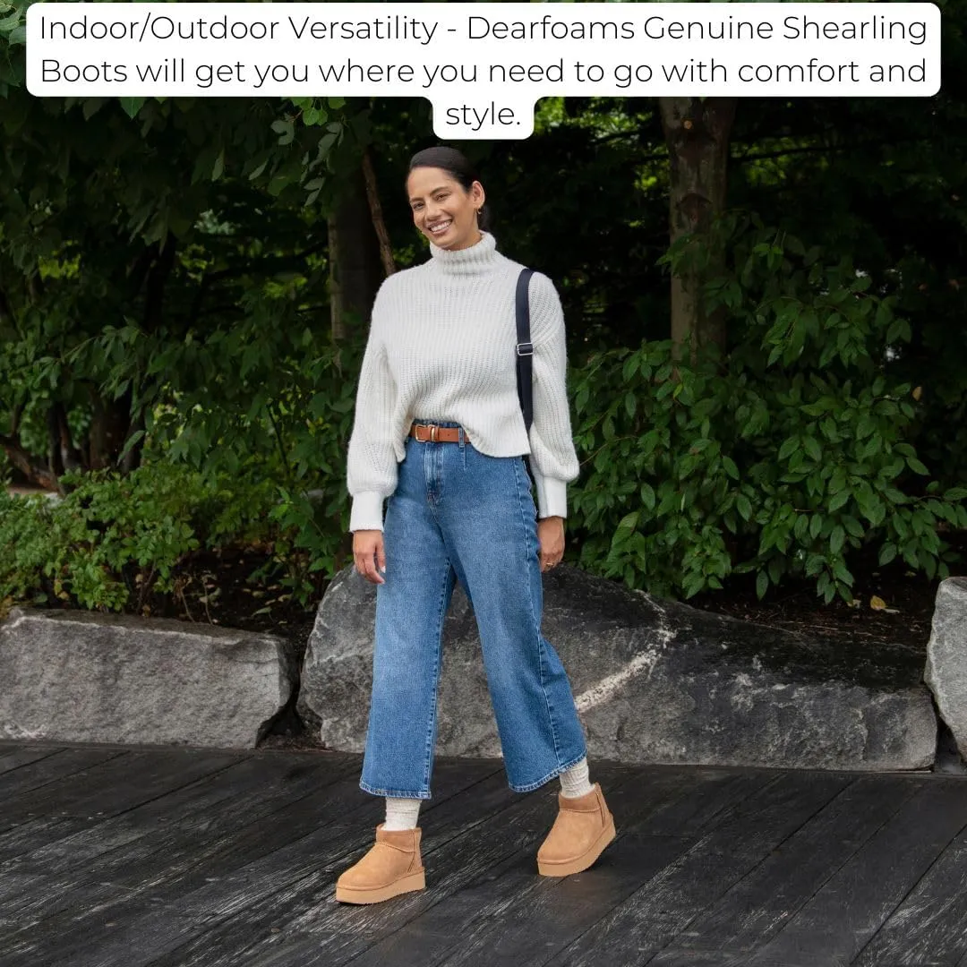 Fireside by Dearfoams Women's Riverland Shearling Fur Lined Mini Ankle Boot with Platform Slipper
