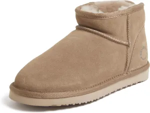 Fireside by Dearfoams Women's Riverland Shearling Fur Lined Mini Ankle Boot with Platform Slipper