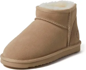 Fireside by Dearfoams Women's Riverland Shearling Fur Lined Mini Ankle Boot with Platform Slipper
