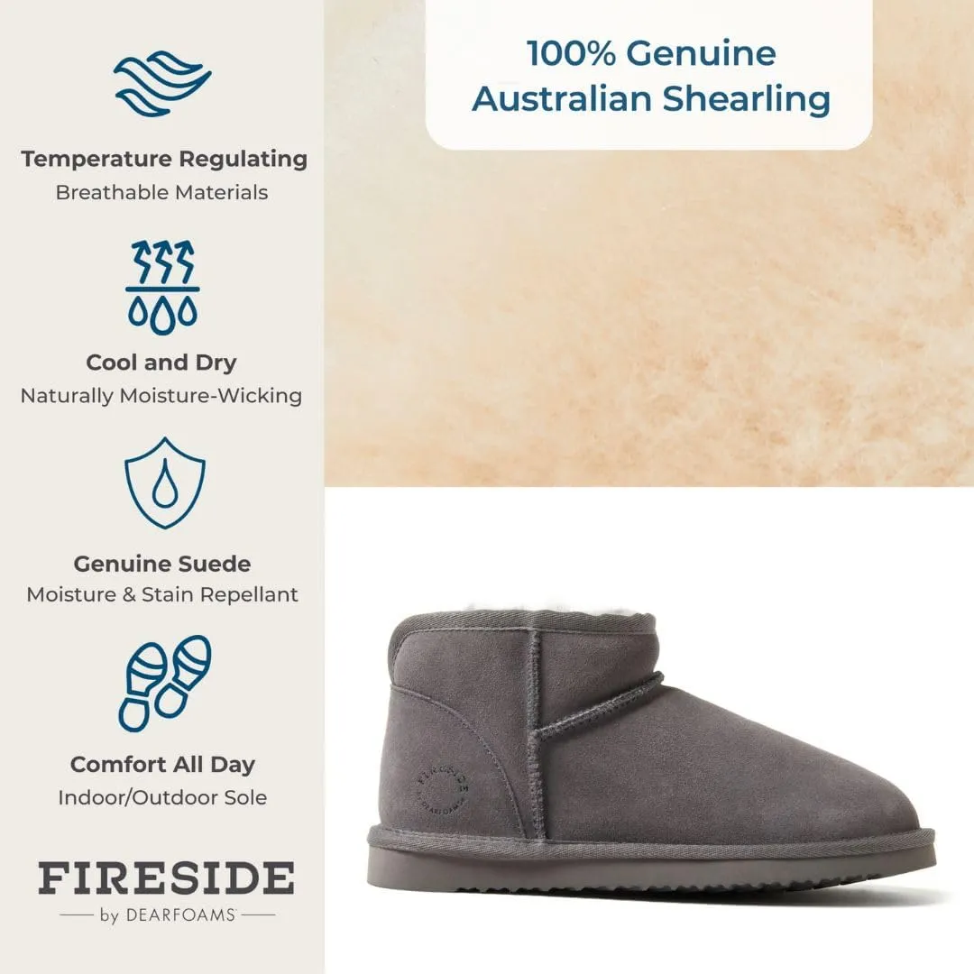 Fireside by Dearfoams Women's Riverland Shearling Fur Lined Mini Ankle Boot with Platform Slipper