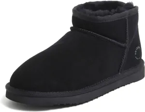 Fireside by Dearfoams Women's Riverland Shearling Fur Lined Mini Ankle Boot with Platform Slipper
