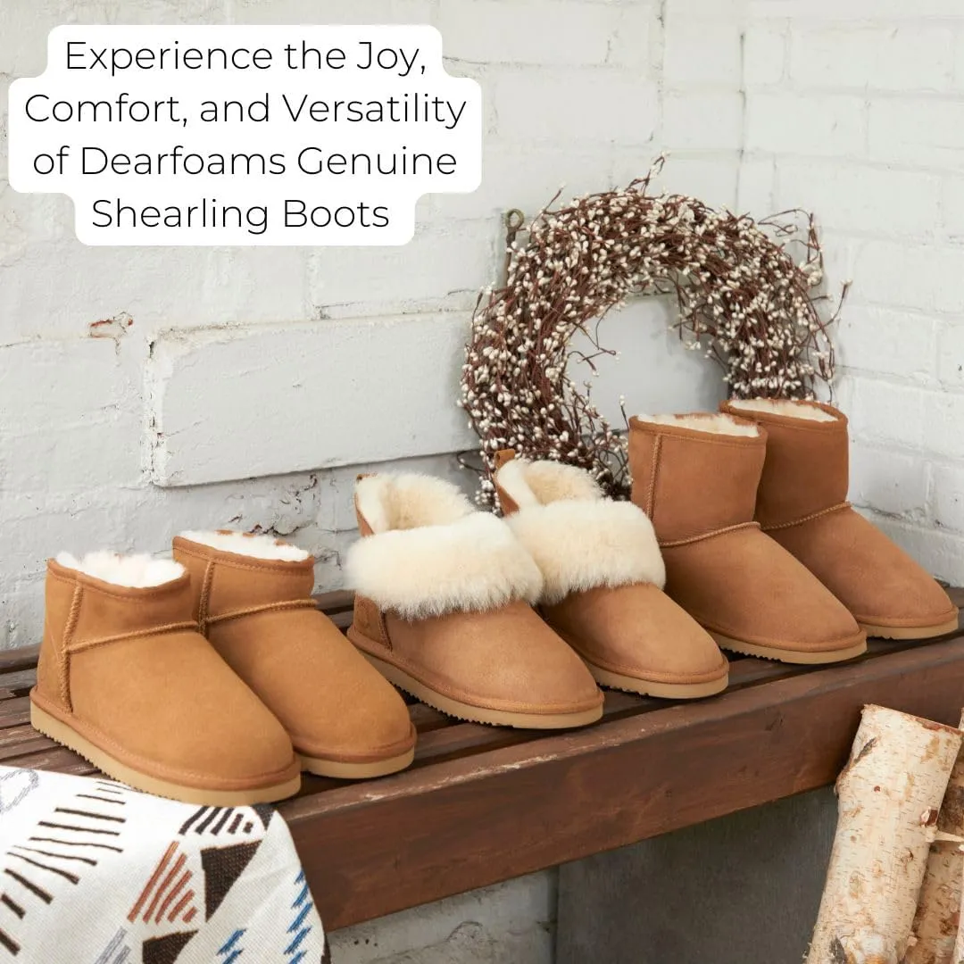 Fireside by Dearfoams Women's Riverland Shearling Fur Lined Mini Ankle Boot with Platform Slipper
