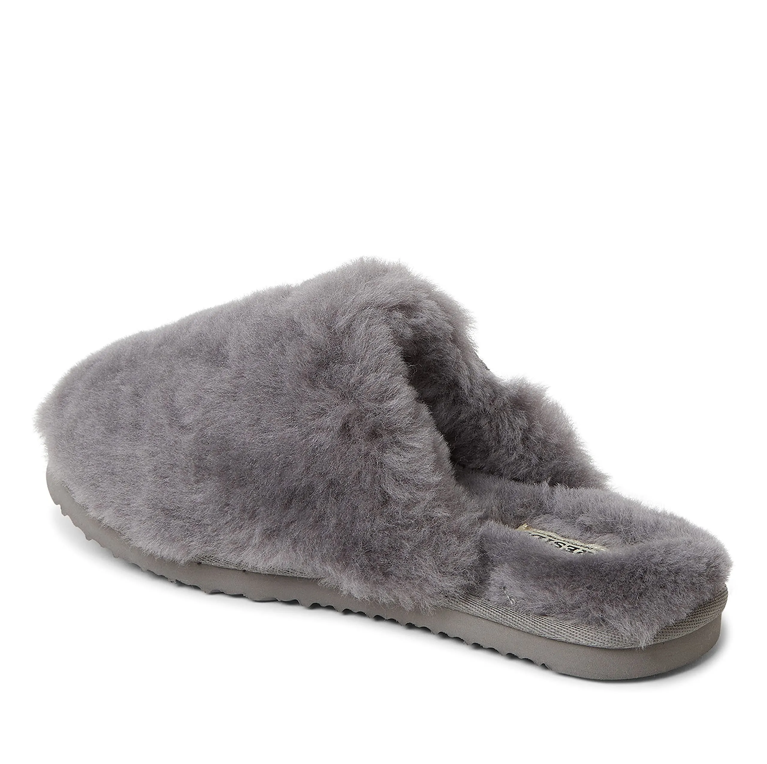Fireside by Dearfoams Women's Shelly Beach All Over Shearling Easy on/Off Scuff Slipper, Grey, 6