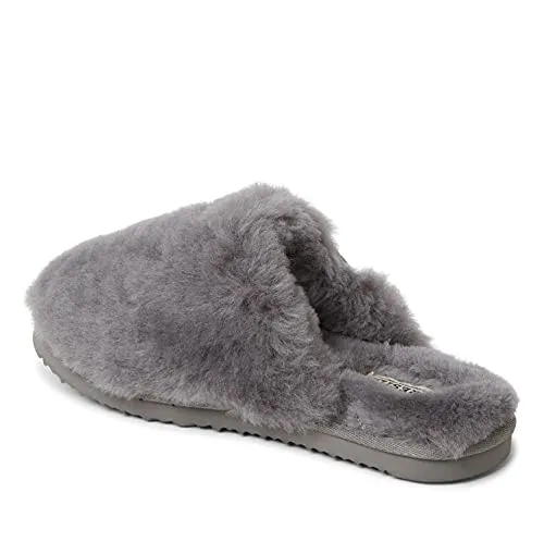Fireside by Dearfoams Women's Shelly Beach All Over Shearling Easy on/Off Scuff Slipper, Grey, 6