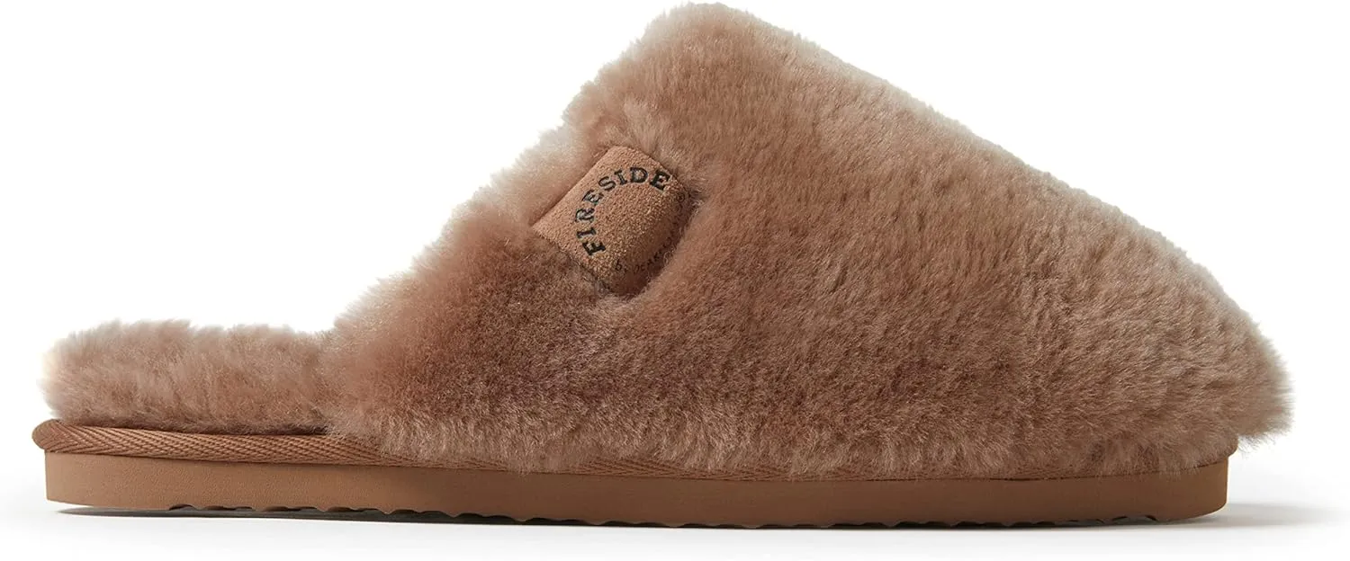 Fireside by Dearfoams Women's Shelly Beach All Over Shearling Easy on/Off Scuff Slipper
