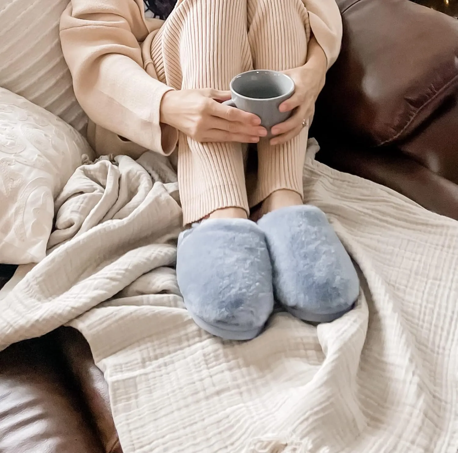 Fireside by Dearfoams Women's Shelly Beach All Over Shearling Easy on/Off Scuff Slipper