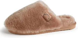 Fireside by Dearfoams Women's Shelly Beach All Over Shearling Easy on/Off Scuff Slipper
