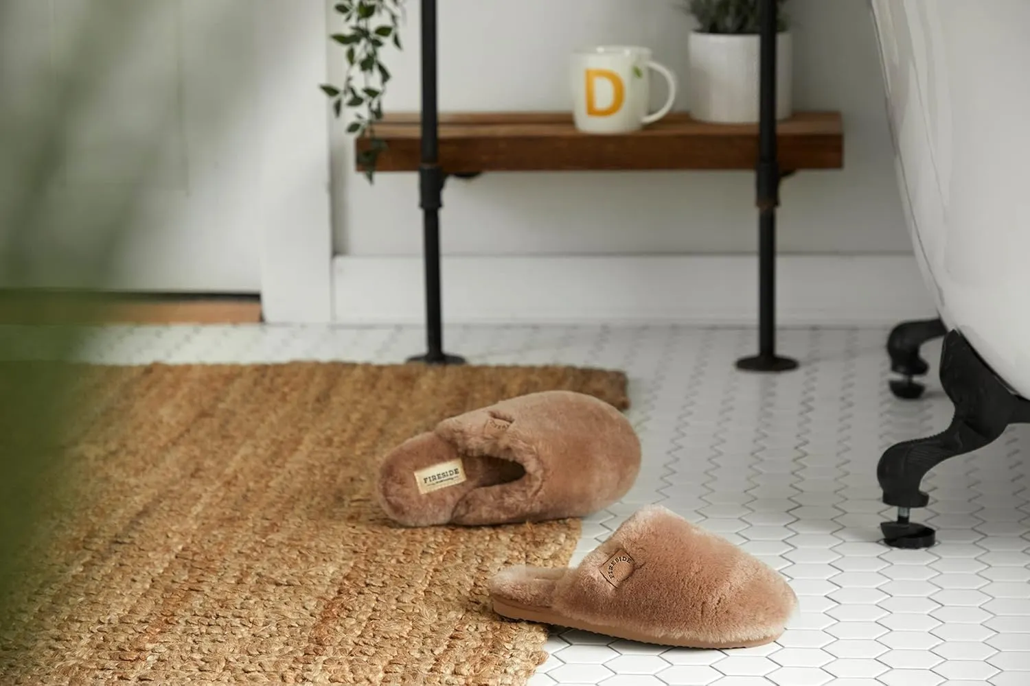 Fireside by Dearfoams Women's Shelly Beach All Over Shearling Easy on/Off Scuff Slipper