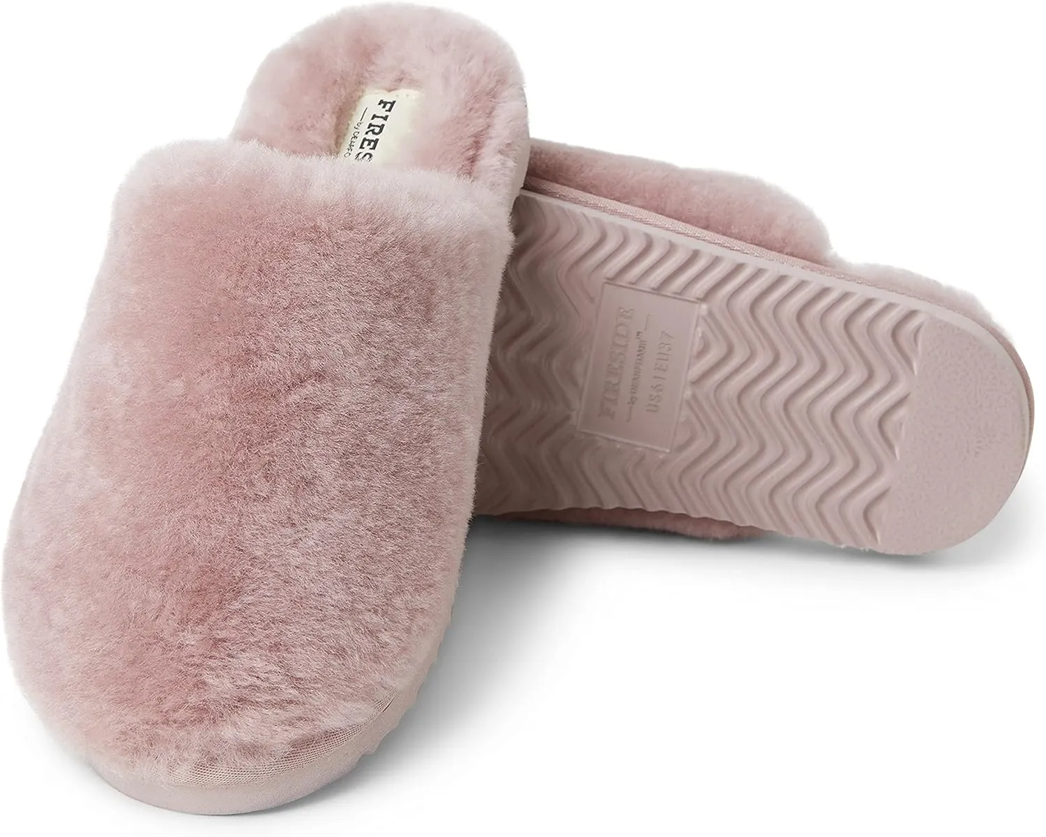 Fireside by Dearfoams Women's Shelly Beach All Over Shearling Easy on/Off Scuff Slipper