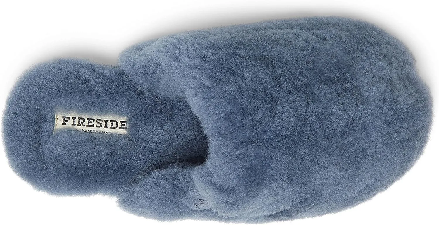 Fireside by Dearfoams Women's Shelly Beach All Over Shearling Easy on/Off Scuff Slipper