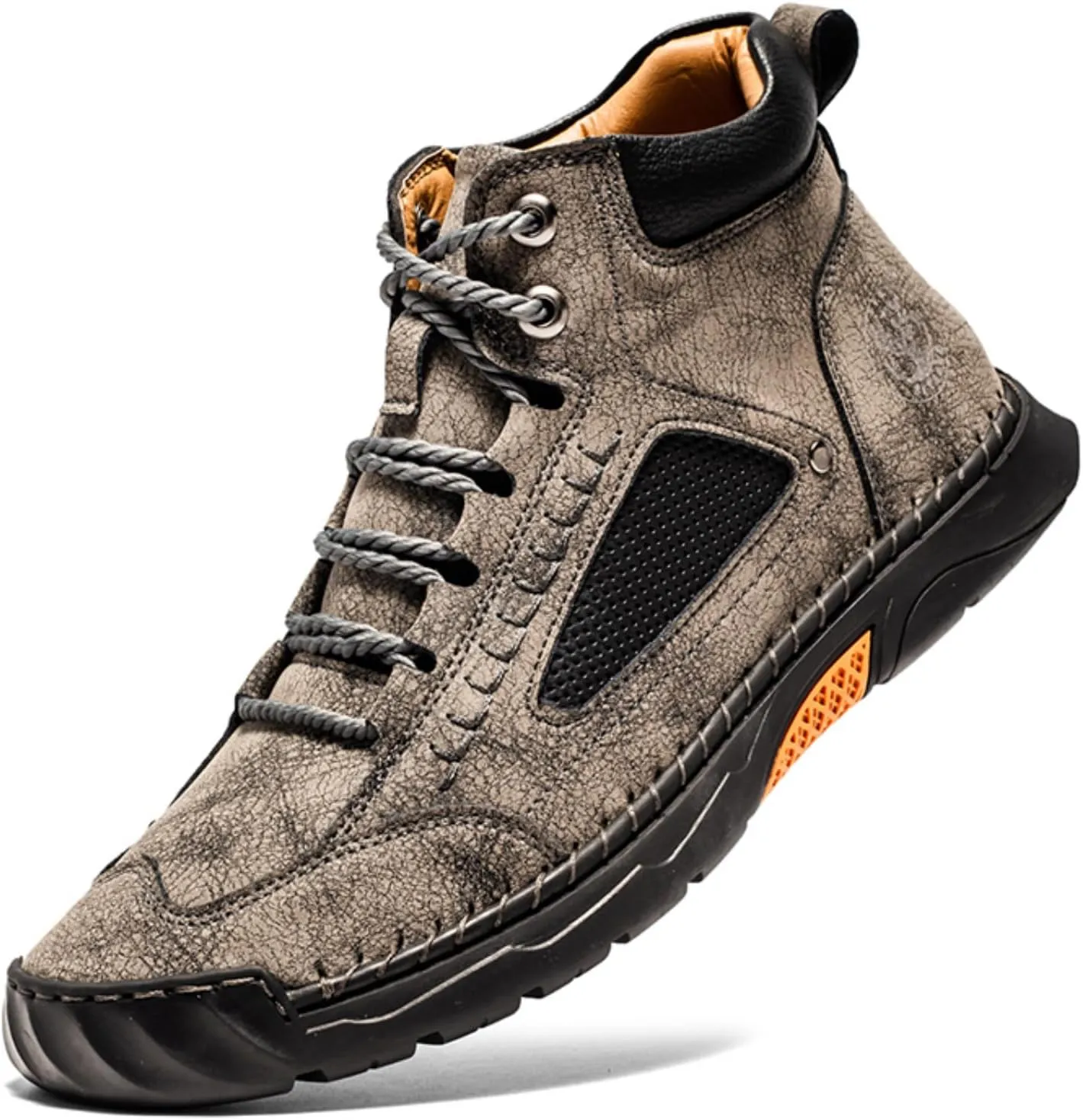 FLYLAND Men's Casual Leather Fashion Sneakers Ankle Chukka Boots Handmade Lightweight Loafers Mid-top Dress Boots Walking Driving Shoes