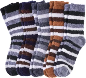 FNOVCO Mens Fuzzy Socks - Soft Cozy Slipper Fluffy Winter Warm Microfiber Plush Sleeping Socks - 5 to 6 Pairs