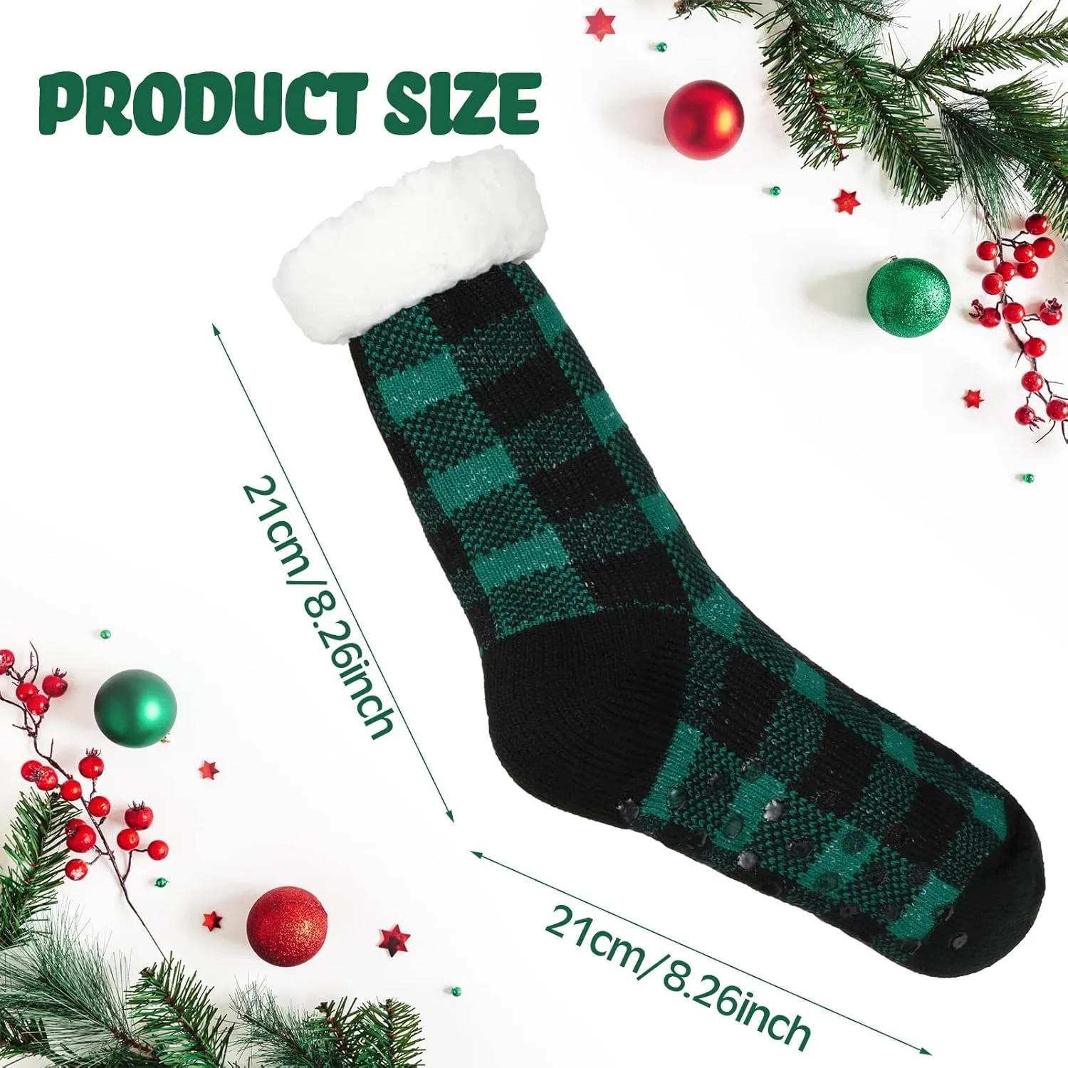 Foaincore 3 Pairs Christmas Women Slipper Socks 2024 Fuzzy Thermal Winter Socks Fluffy Thick Comfy Socks with Grippers