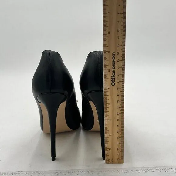 FOWT Black Pearl Bow Gradient Cap Toe Stiletto Pointed Toe Wedding Pumps