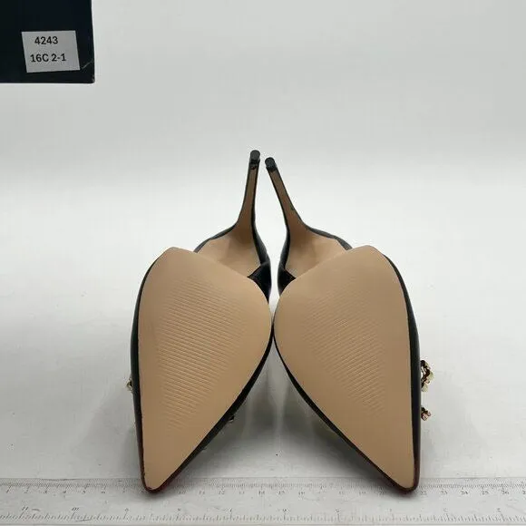 FOWT Black Pearl Bow Gradient Cap Toe Stiletto Pointed Toe Wedding Pumps