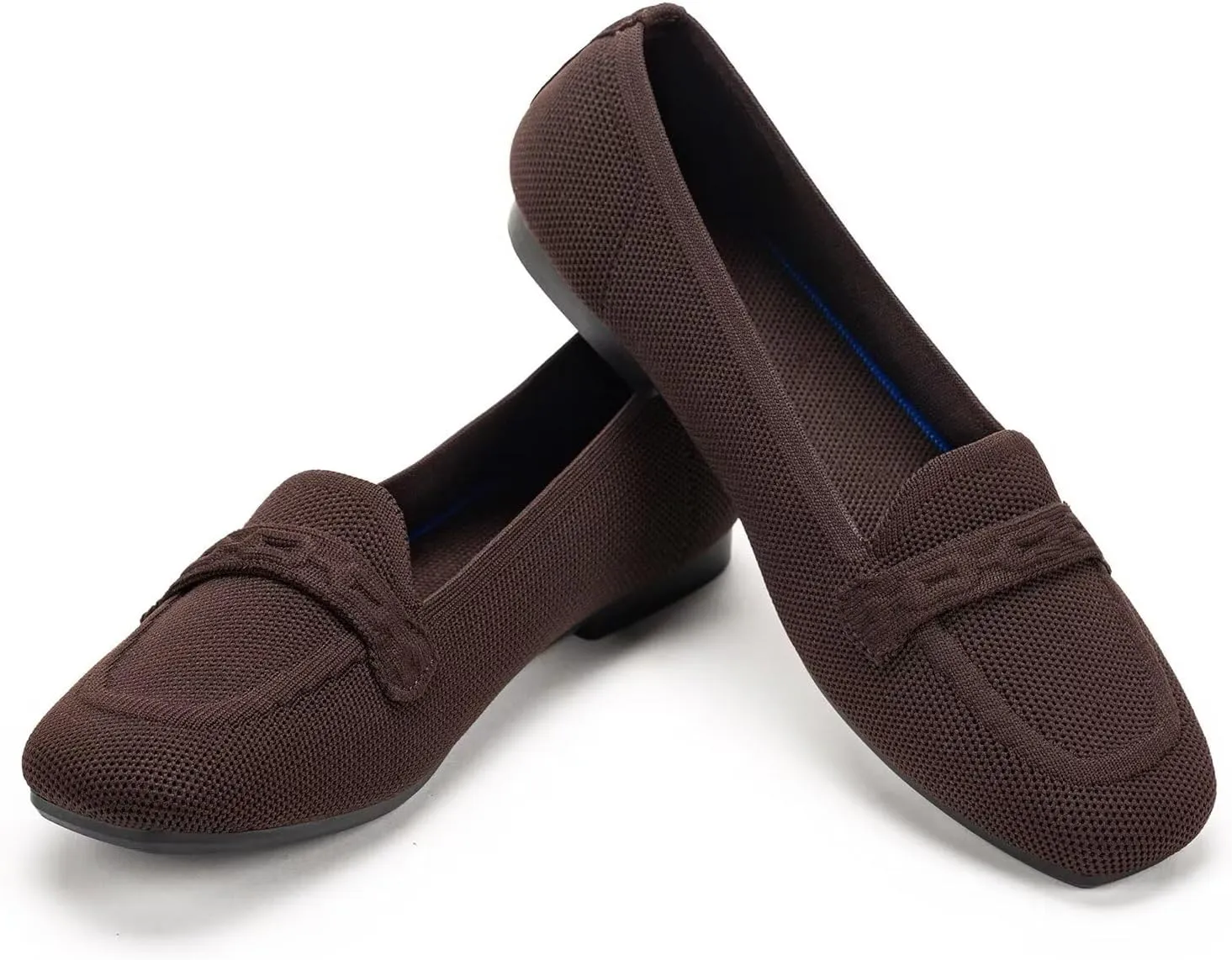 Frank Mully Women's Loafer Flats Square Toe Comfortable Office Work Shoes, Cute Penny Loafer Slip On Walking Driving Shoes