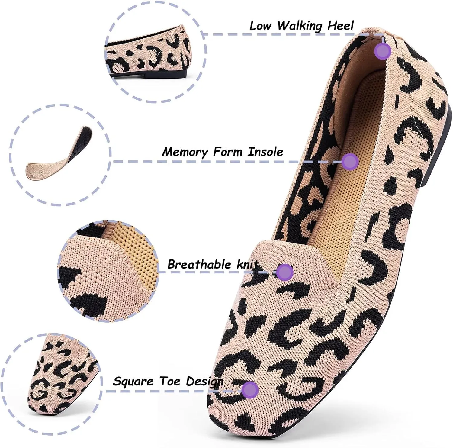 Frank Mully Women's Loafer Flats Square Toe Comfortable Office Work Shoes, Cute Penny Loafer Slip On Walking Driving Shoes