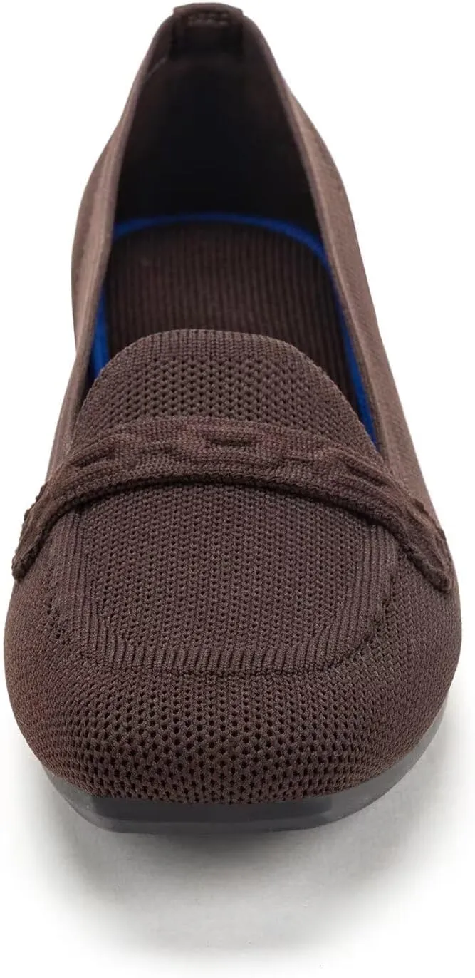 Frank Mully Women's Loafer Flats Square Toe Comfortable Office Work Shoes, Cute Penny Loafer Slip On Walking Driving Shoes