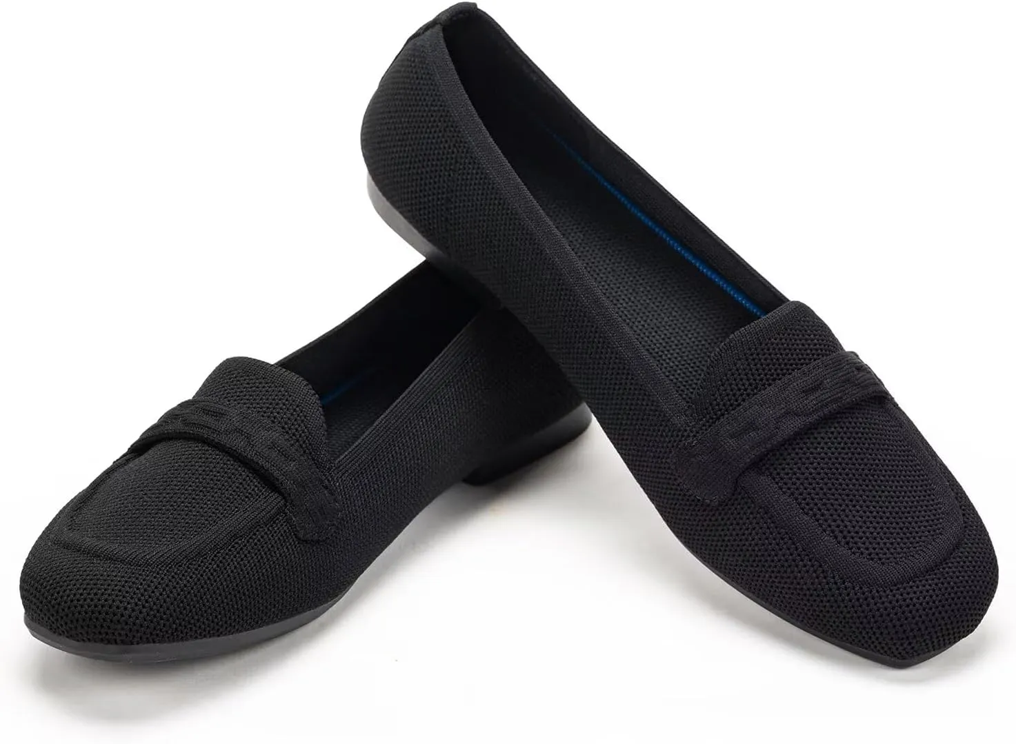 Frank Mully Women's Loafer Flats Square Toe Comfortable Office Work Shoes, Cute Penny Loafer Slip On Walking Driving Shoes