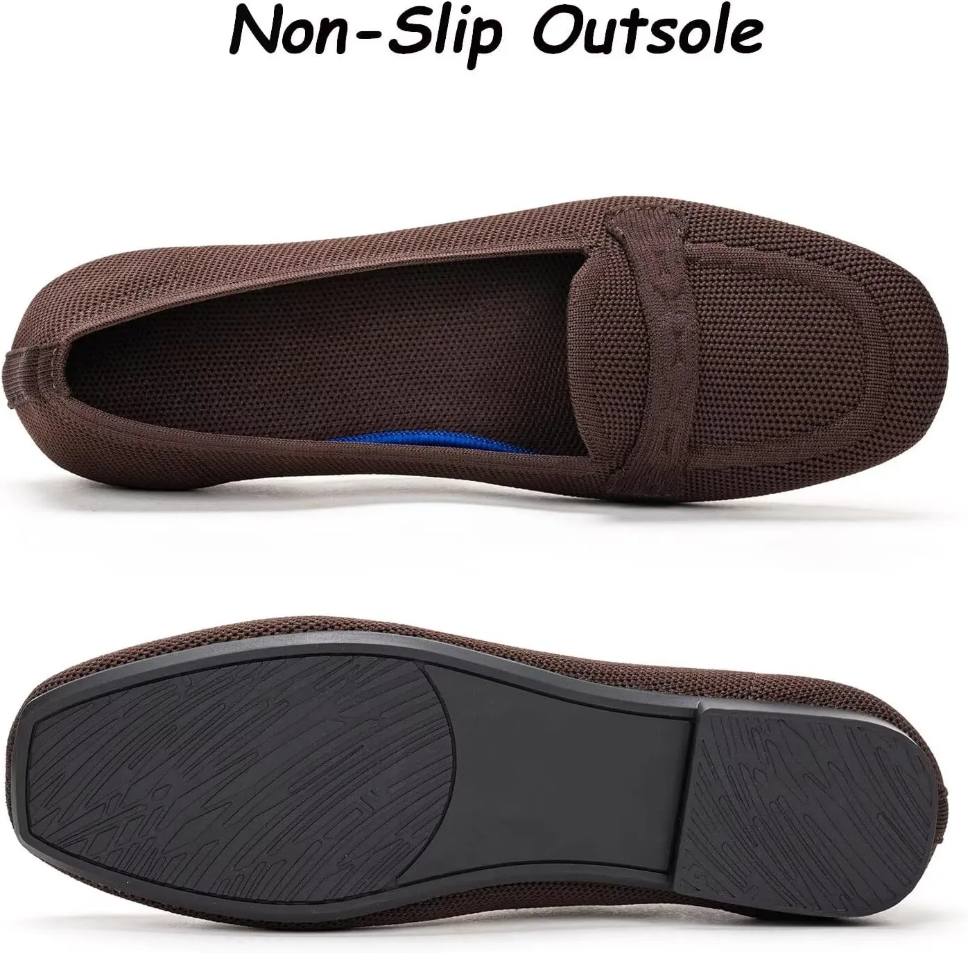 Frank Mully Women's Loafer Flats Square Toe Comfortable Office Work Shoes, Cute Penny Loafer Slip On Walking Driving Shoes