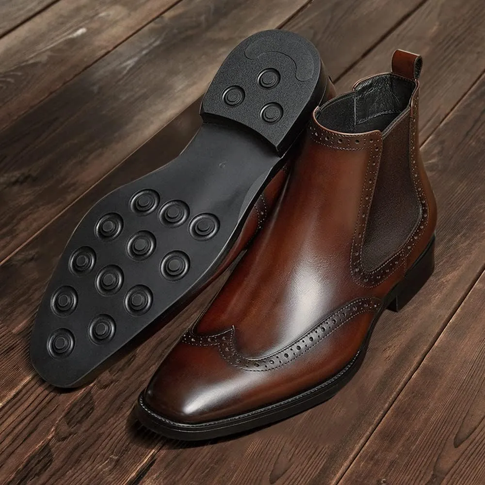 FRASOICUS Men's Chelsea Boots Mens Genuine Leather Dress Boots
