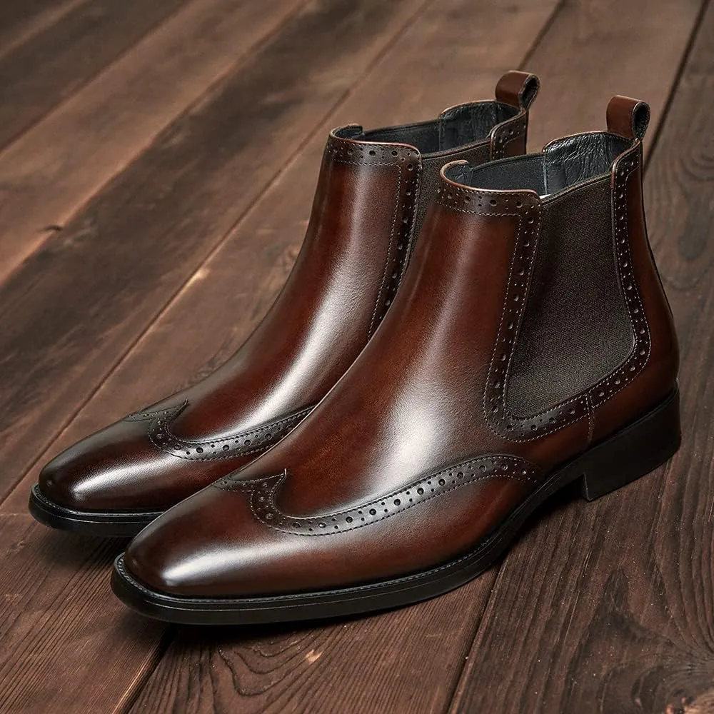 FRASOICUS Men's Chelsea Boots Mens Genuine Leather Dress Boots