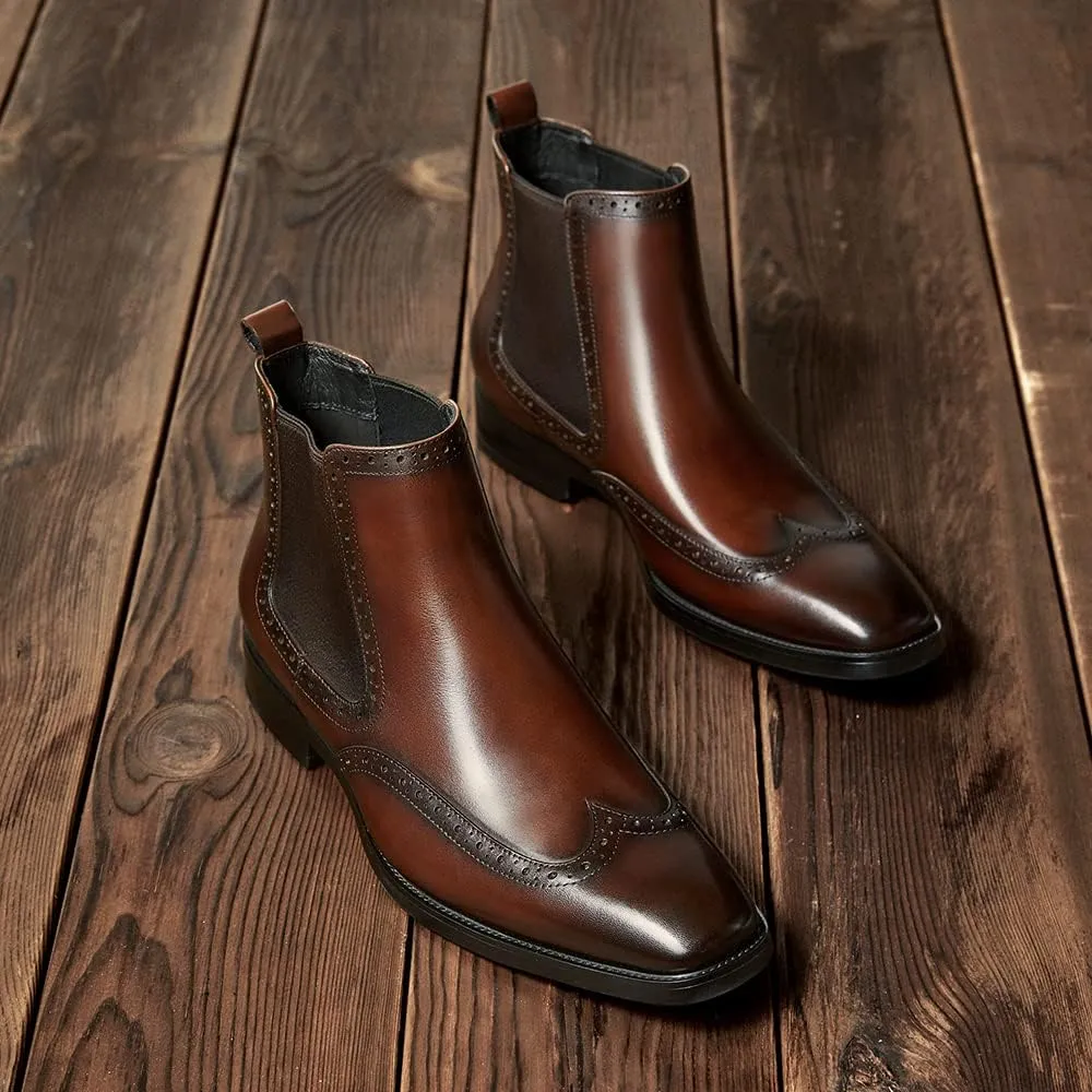 FRASOICUS Men's Chelsea Boots Mens Genuine Leather Dress Boots