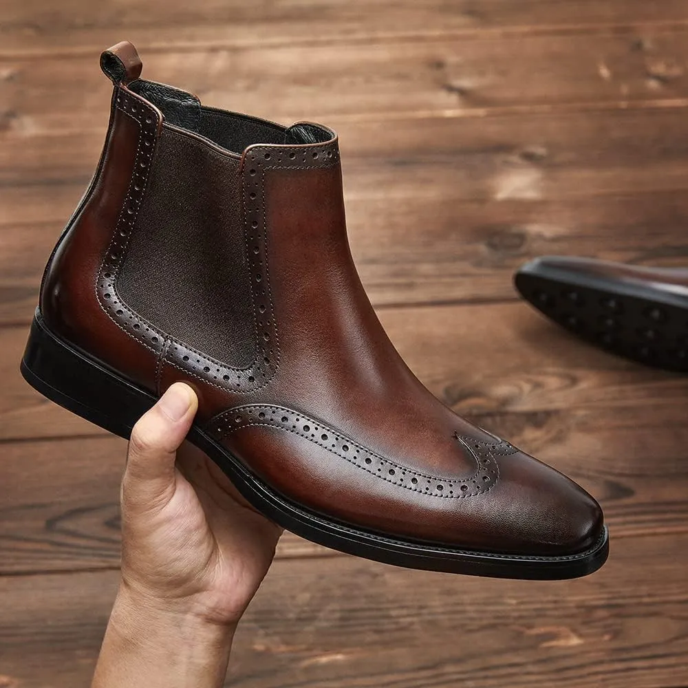 FRASOICUS Men's Chelsea Boots Mens Genuine Leather Dress Boots