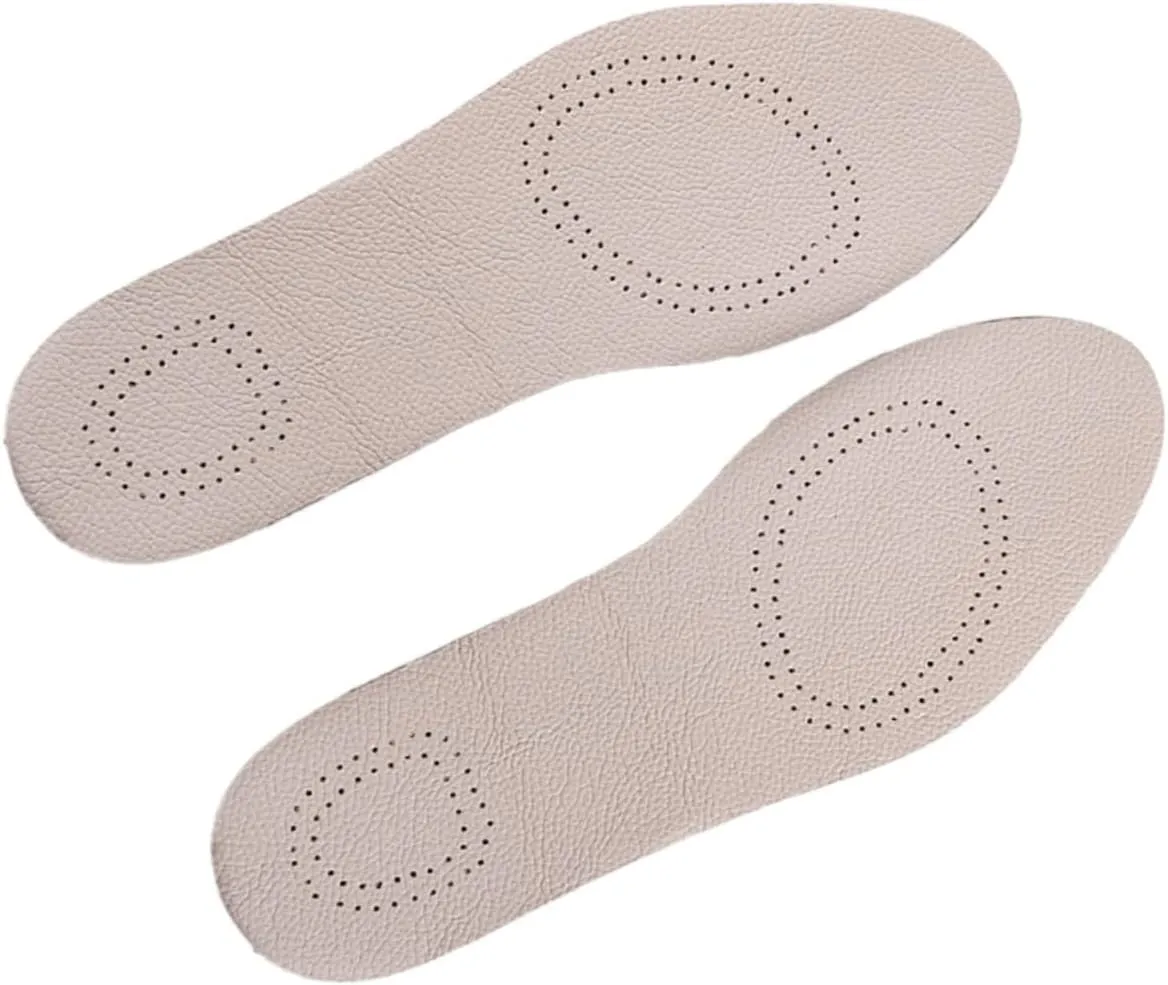 Full Cushion Cattlehide Insoles Breathable Leather Inserts Wide Fit for Women Size 45/46