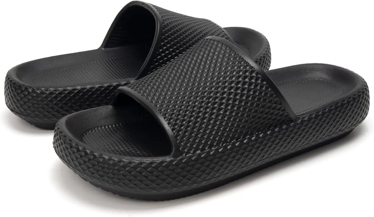 FUNKYMONKEY Slides for Women Quick Drying Non-Slip Bathroom Shower Sandals
