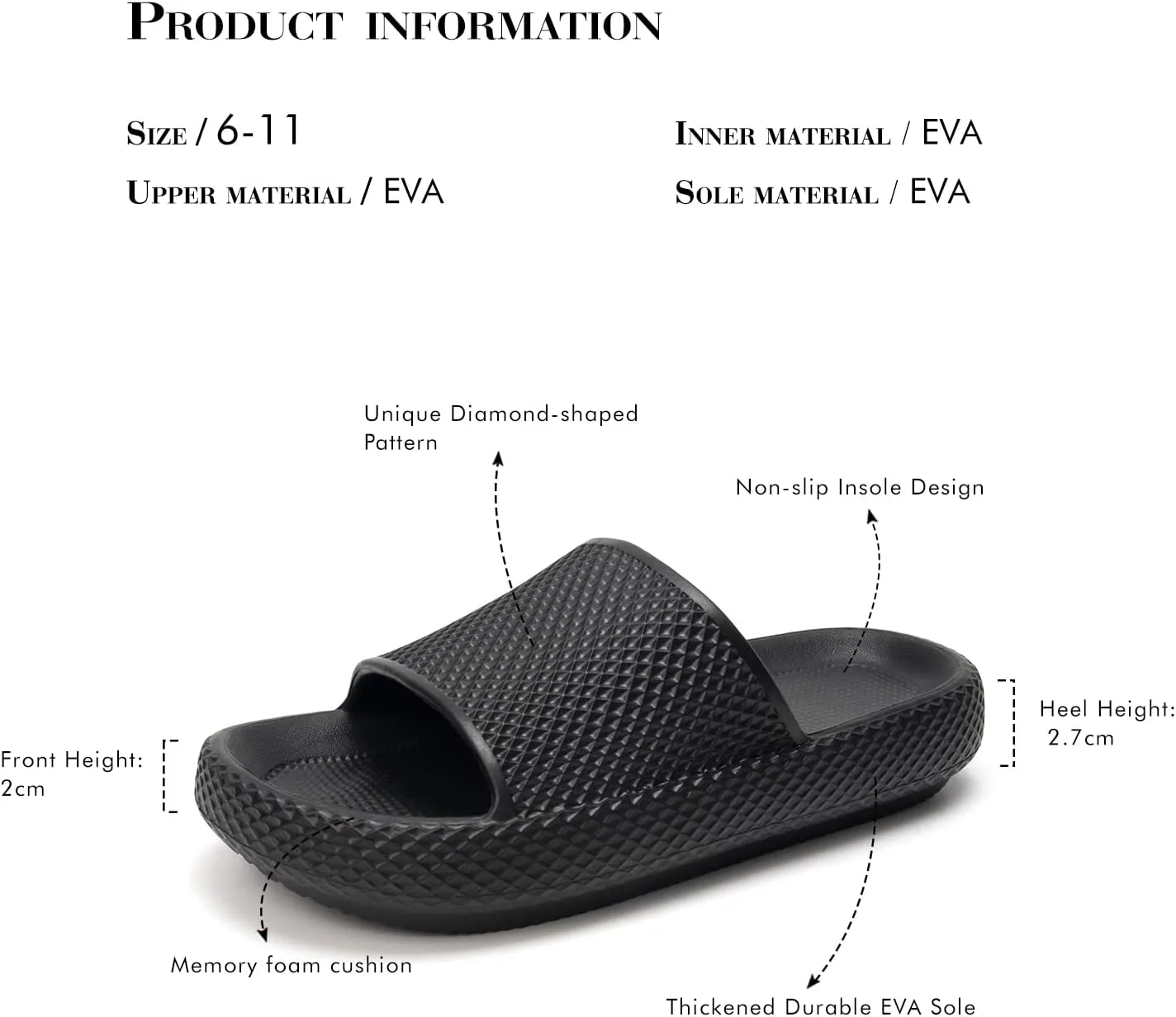 FUNKYMONKEY Slides for Women Quick Drying Non-Slip Bathroom Shower Sandals