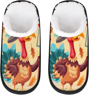 Funny Turkey House Slippers for Women Men, Non-Slip Spa Slippers Soft Foam Home Shoes