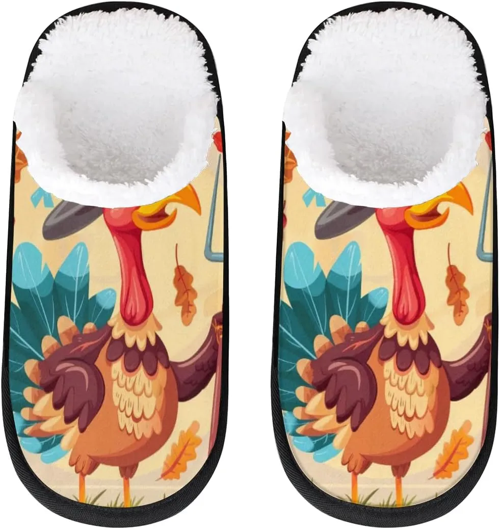 Funny Turkey House Slippers for Women Men, Non-Slip Spa Slippers Soft Foam Home Shoes