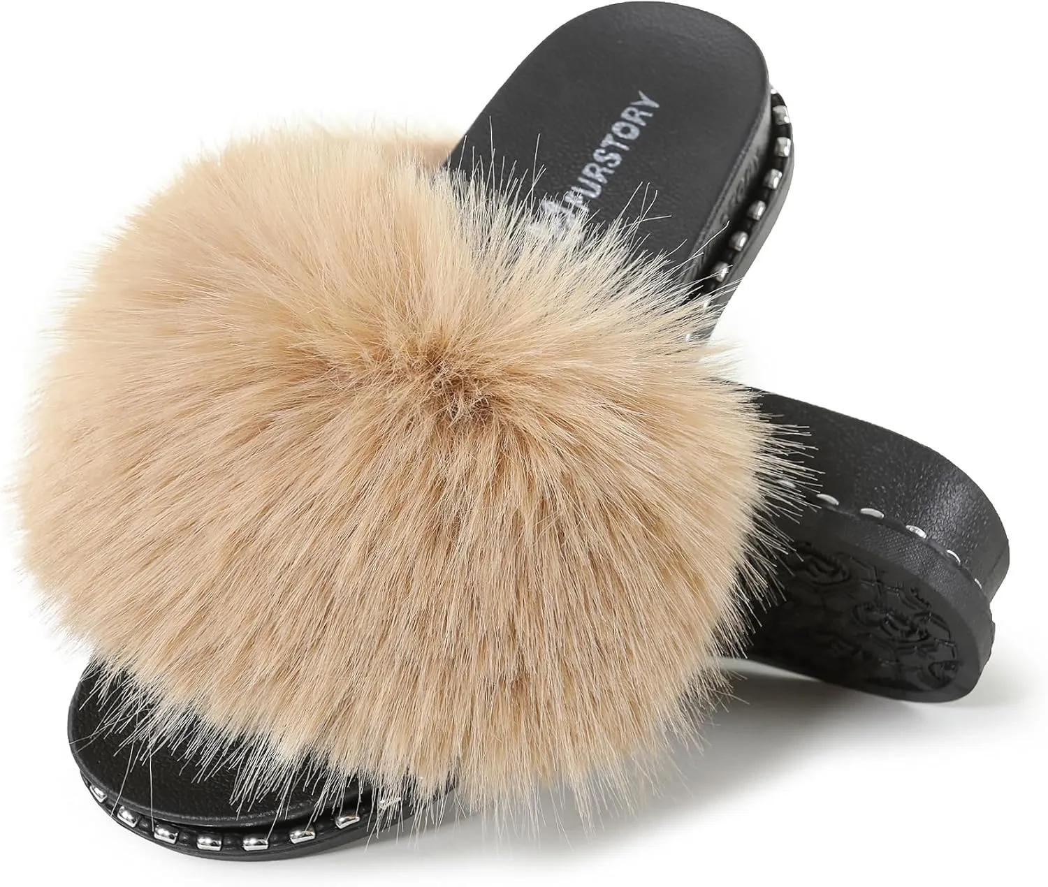 Fur Slippers Furry Fuzzy Slides Platform Sandals Open Toe Fluffy Slides Feather Sandals Fur Slip On Shoes for Women