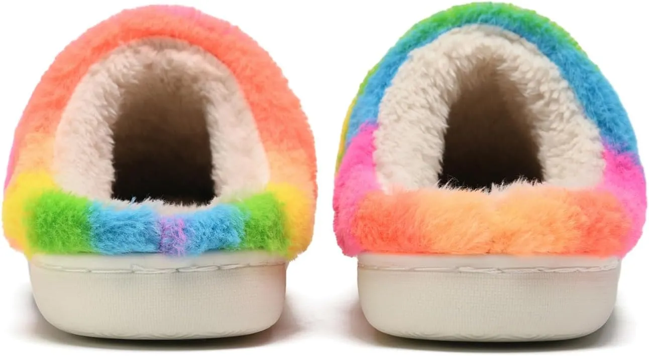 FUUPNN Smile Face Slippers for Girls & Boys, Retro Cute Soft Plush Indoor/Outdoor Shoes, Fuzzy House Lightweight Slippers with Memory Foam Warmth, Non-Slip, White, Unisex-Kids, Children