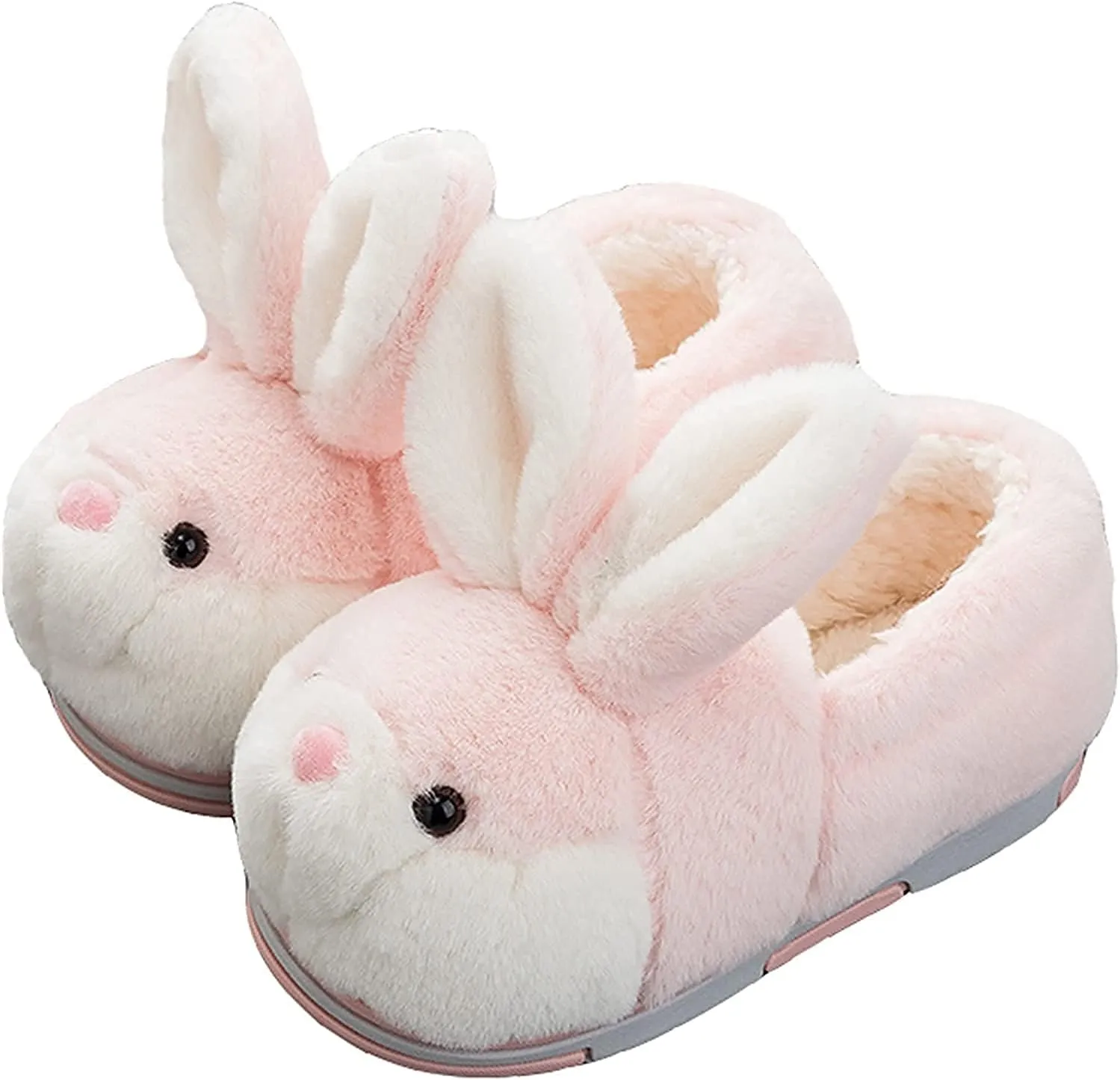 Fuzzy Bunny Slippers for Girls Warm Winter Slippers Women Home Slippers Plush Animal Slippers Pink Slippers