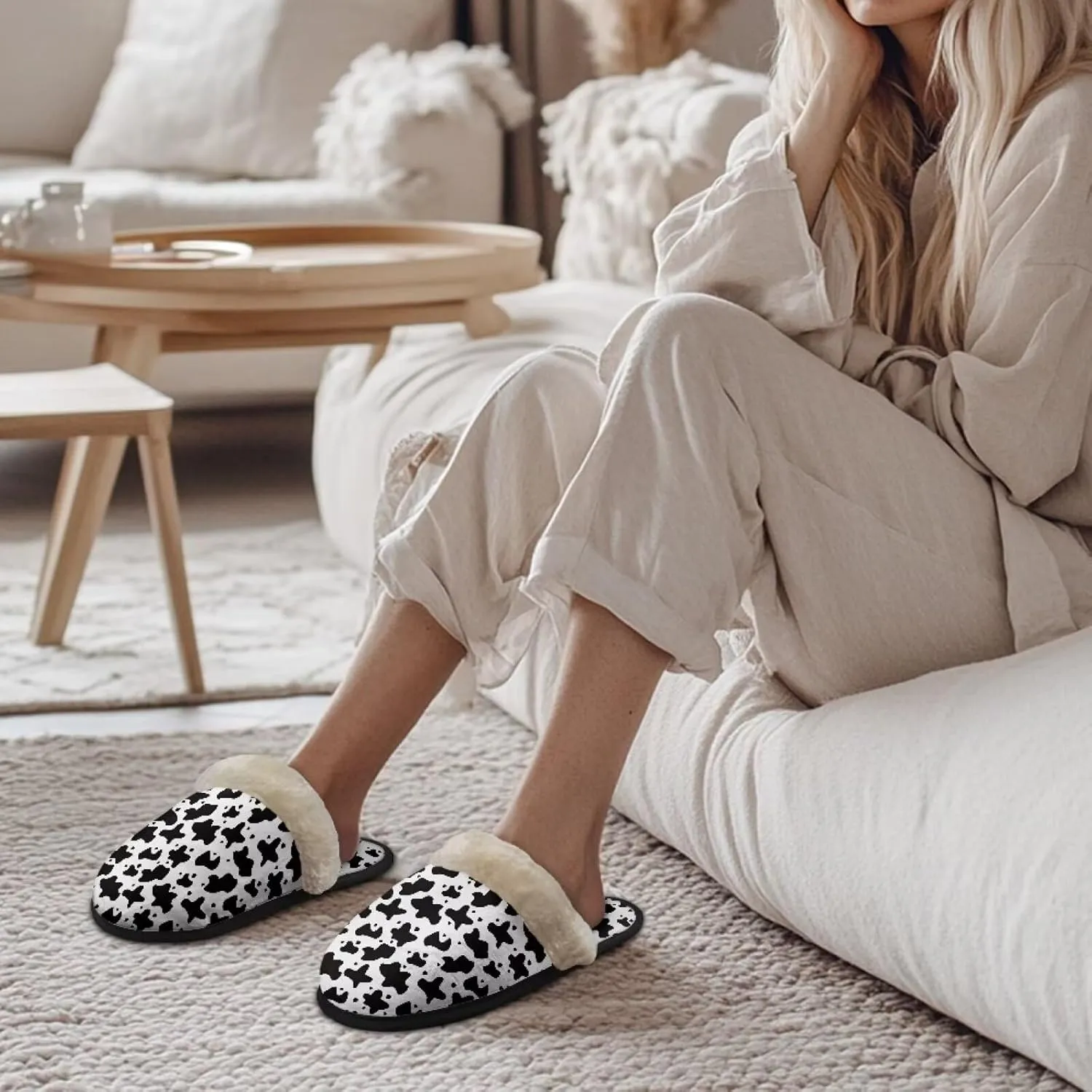 Fuzzy House Slippers for Women Closed Toe Home Shoes Washable Winter Warm Bedroom Slippers for Women Size 3-12