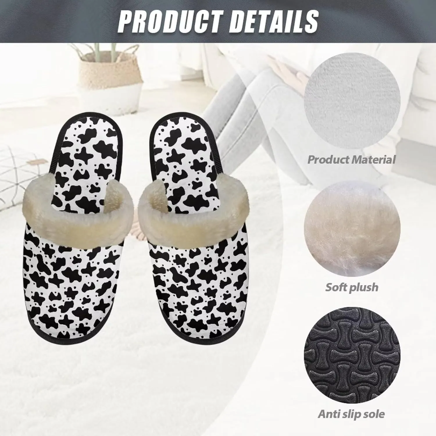 Fuzzy House Slippers for Women Closed Toe Home Shoes Washable Winter Warm Bedroom Slippers for Women Size 3-12