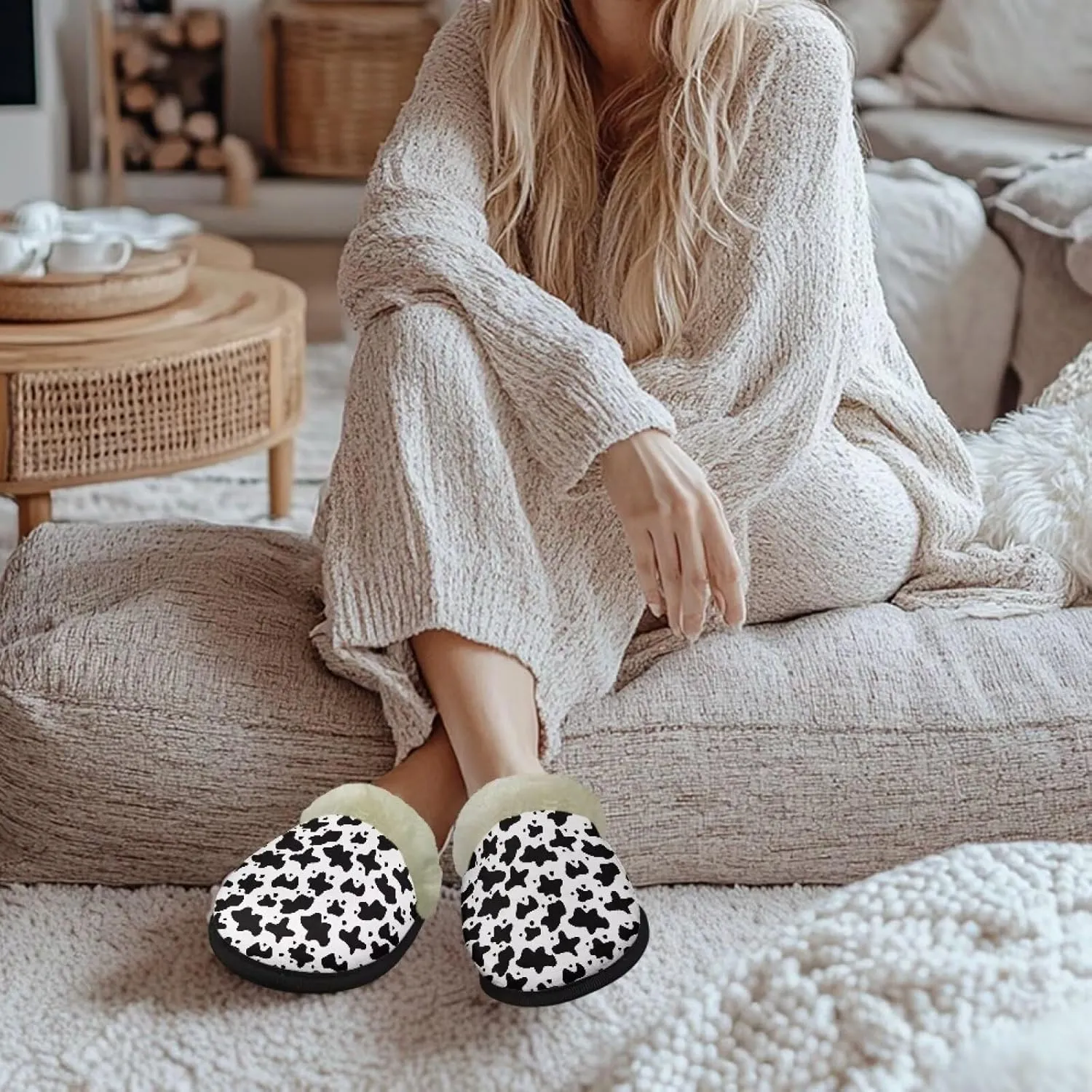 Fuzzy House Slippers for Women Closed Toe Home Shoes Washable Winter Warm Bedroom Slippers for Women Size 3-12