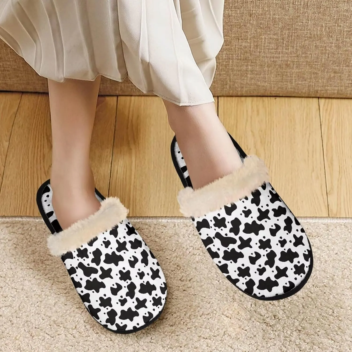 Fuzzy House Slippers for Women Closed Toe Home Shoes Washable Winter Warm Bedroom Slippers for Women Size 3-12