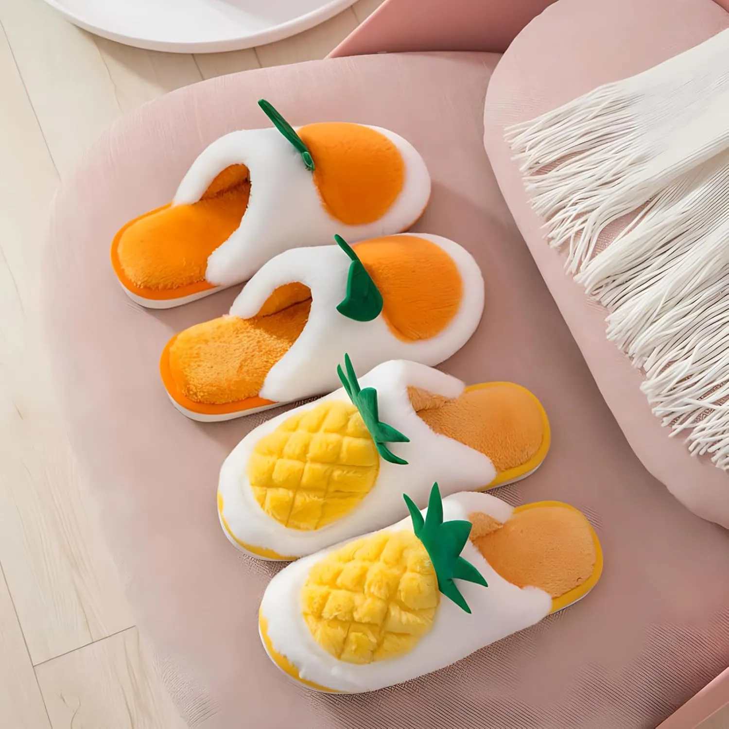 Fuzzy Slipper Winter Fluffy Slippers Fruit Cute Slippers For Women Warm Houseshoes For Women Comfort Plush Slippers