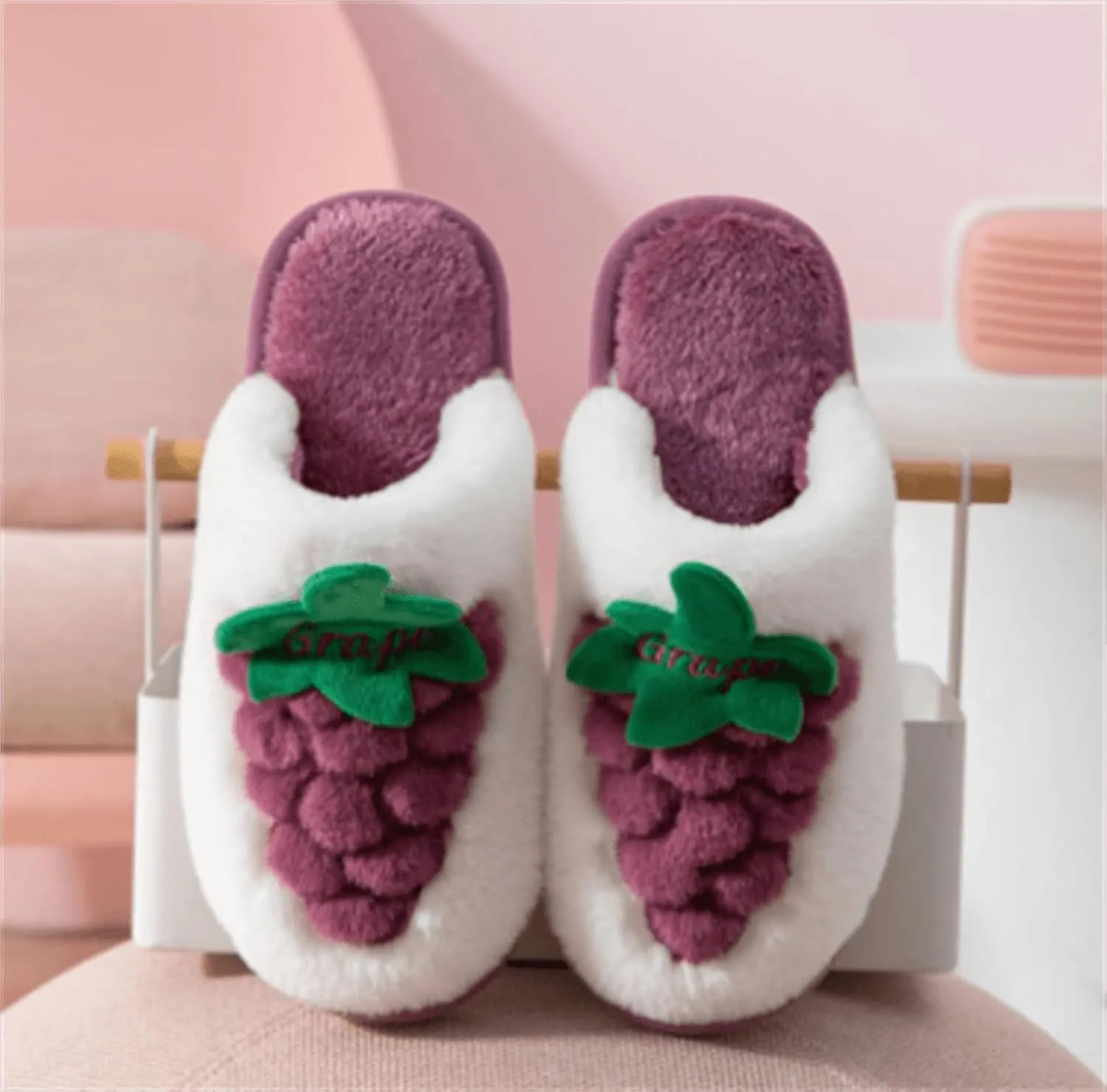 Fuzzy Slipper Winter Fluffy Slippers Fruit Cute Slippers For Women Warm Houseshoes For Women Comfort Plush Slippers