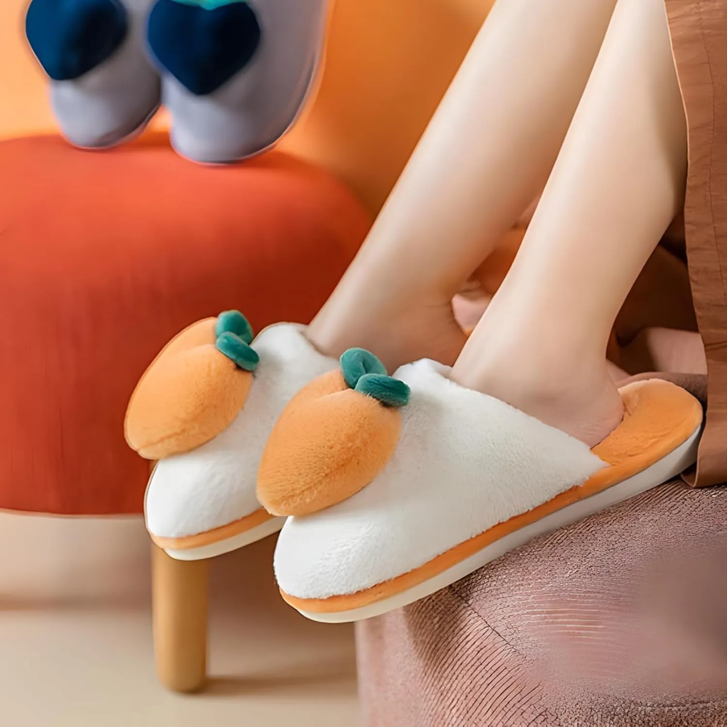 Fuzzy Slipper Winter Fluffy Slippers Peach Cute Slippers For Women Comfortable Warm House Shoes Slippers